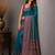 Teal woven design zari silk blend saree