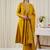 Yellow embroidered pure cotton kurta trouser dupatta set