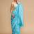 Blue woven design banarasi saree with unstitched blouse