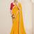 Yellow bandhani printed & embroidered saree with matching blouse piece