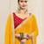 Yellow bandhani printed & embroidered saree with matching blouse piece