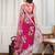 Pink embroidered work saree with blouse piece