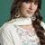 Off white embroidered pure cotton kurta trouser dupatta set