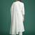 Off white embroidered pure cotton kurta trouser dupatta set
