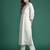 Off white embroidered pure cotton kurta trouser dupatta set