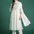 Off white embroidered pure cotton kurta trouser dupatta set