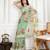 Olive embroidered work saree with blouse piece