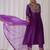Purple embroidered liva kurta trouser dupatta set