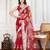 Red embroidered work saree with blouse piece