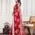 Red embroidered work saree with blouse piece