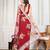 Red embroidered work saree with blouse piece