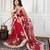 Red embroidered work saree with blouse piece