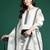 White printed linen kurta trouser dupatta set