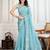 Turquoise embroidered saree with blouse
