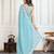 Turquoise embroidered saree with blouse