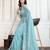 Turquoise embroidered saree with blouse