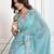 Turquoise embroidered saree with blouse