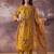 Mustard embroidered silk blend kurta trouser dupatta set