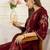 Maroon embroidered silk blend kurta trouser dupatta set