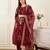 Maroon embroidered silk blend kurta trouser dupatta set