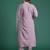 Pink embroidered silk blend kurta trouser dupatta set