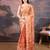 Orange floral embroidered saree