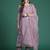 Pink embroidered silk blend kurta trouser dupatta set