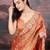 Orange floral embroidered saree
