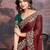 Maroon floral embroidered saree with blouse