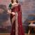 Maroon floral embroidered saree with blouse