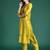 Mustard embroidered silk blend kurta trouser dupatta set