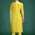Mustard embroidered silk blend kurta trouser dupatta set