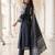 Black printed pure cotton kurta trouser dupatta set