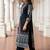 Black printed pure cotton kurta trouser dupatta set