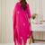 Pink embroidered pure cotton kurta trouser dupatta set