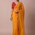 Yellow embellished embroidered silk blend saree