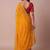 Yellow embellished embroidered silk blend saree