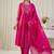 Pink embroidered pure cotton kurta trouser dupatta set