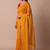 Yellow embellished embroidered silk blend saree