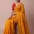 Yellow embellished embroidered silk blend saree