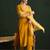 Mustard embroidered silk blend kurta trouser dupatta set