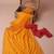 Yellow embellished embroidered silk blend saree