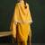 Mustard embroidered silk blend kurta trouser dupatta set