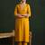 Mustard embroidered silk blend kurta trouser dupatta set