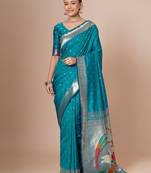 Blue woven design paithani saree