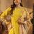 Yellow embroidered silk blend kurta trouser dupatta set