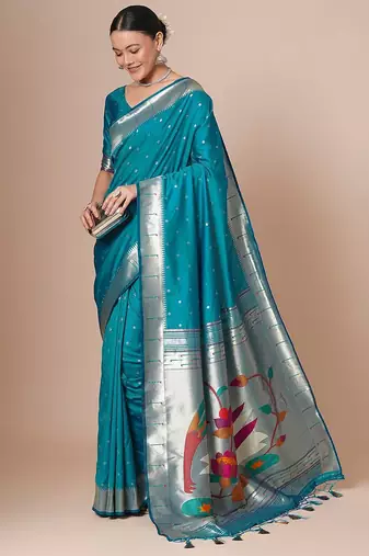 Blue woven design paithani saree