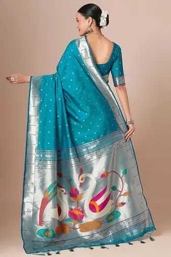 Blue woven design paithani saree