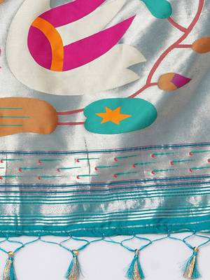 Blue woven design paithani saree 5