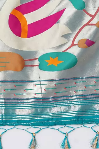 Blue woven design paithani saree